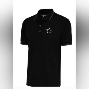 Dallas Cowboys Antigua Metallic Logo Affluent Polo - Black. 2XL